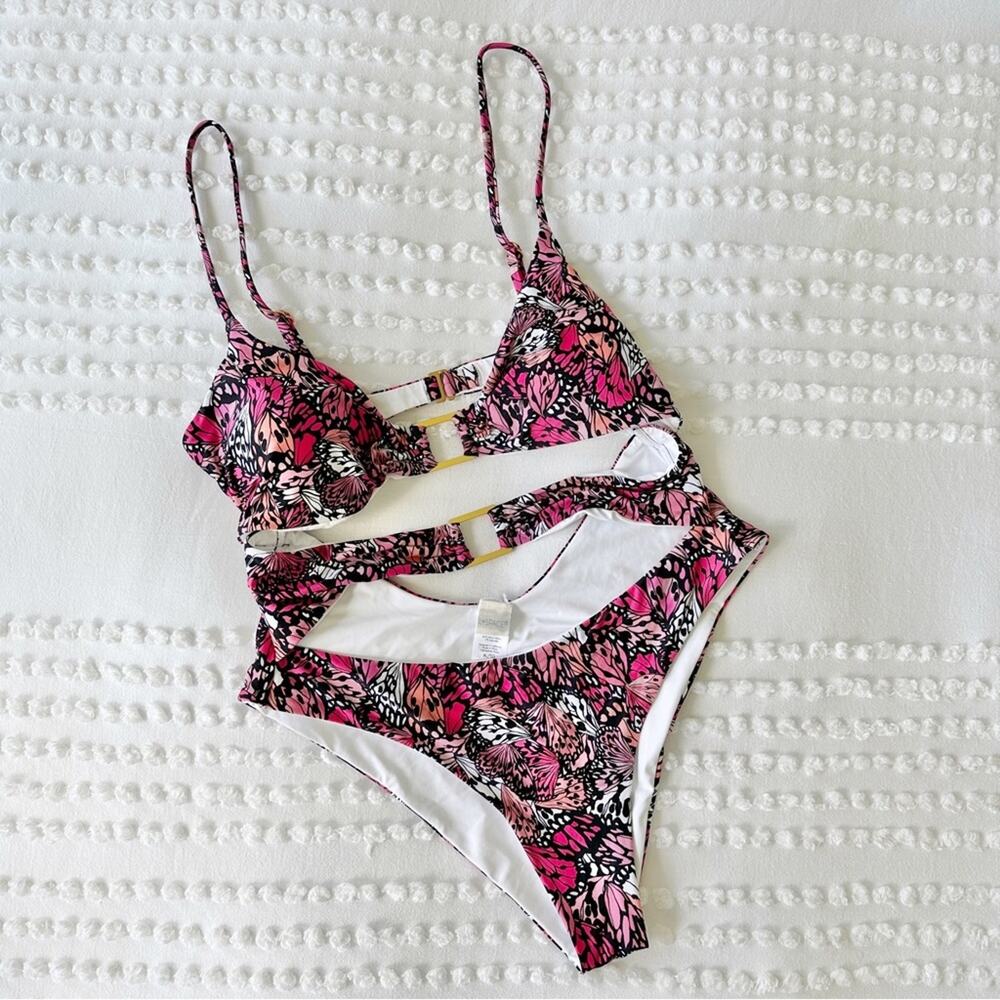 NEW L*space Trinity Cutout One-Piece Swimsuit in Wings N Things sz XL